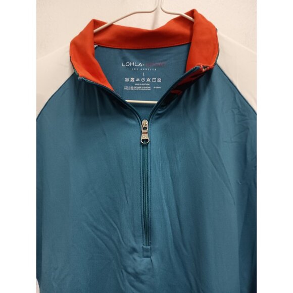LOHLA Sport Womens Activewear Top Large Blue White 1/4 Zip Pullover Long Sleeve - Picture 2 of 6
